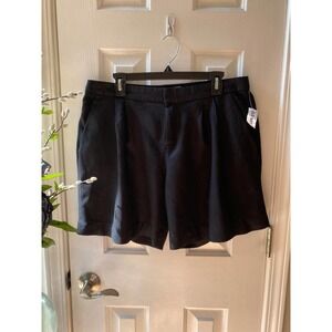 Womens Old Navy Linen Shorts 12 Black Pleated NEW